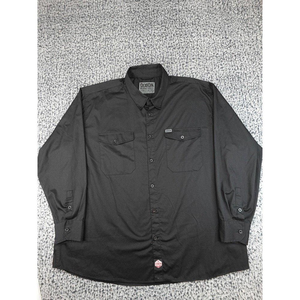Dixxon Button Down Shirt Mens 5XL Black Long Sleeve Workforce D-Tech Workwear